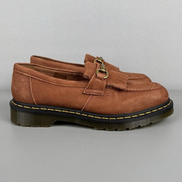 Dr Martens Adrian Snaffle Loafer Nubuck Kiltie Fringe Slip On Shoe Orange Men 10 - Picture 1 of 11